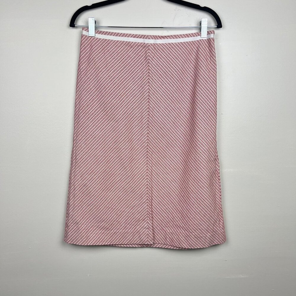 Halogen Women's Red Striped 100% Cotton Pencil Skirt - Size 4